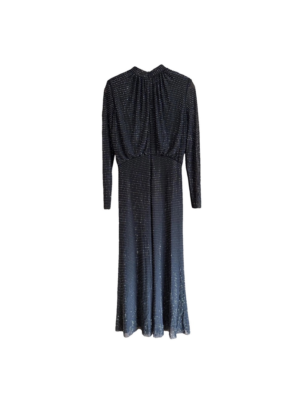 Self-Portrait Black Rhinestone Long Sleeve Midaxi Dress